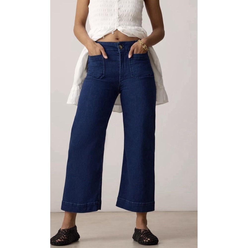 Maeve by Anthropologie Women's The Colette Wide Leg Crop Jeans Blue Denim 34